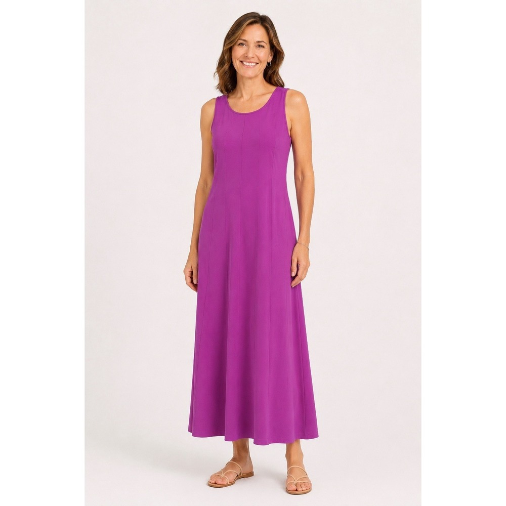 NWT J. Jill Medium Petite MP Wearever Seamed Maxi Dress Dragonfruit Purple Pink